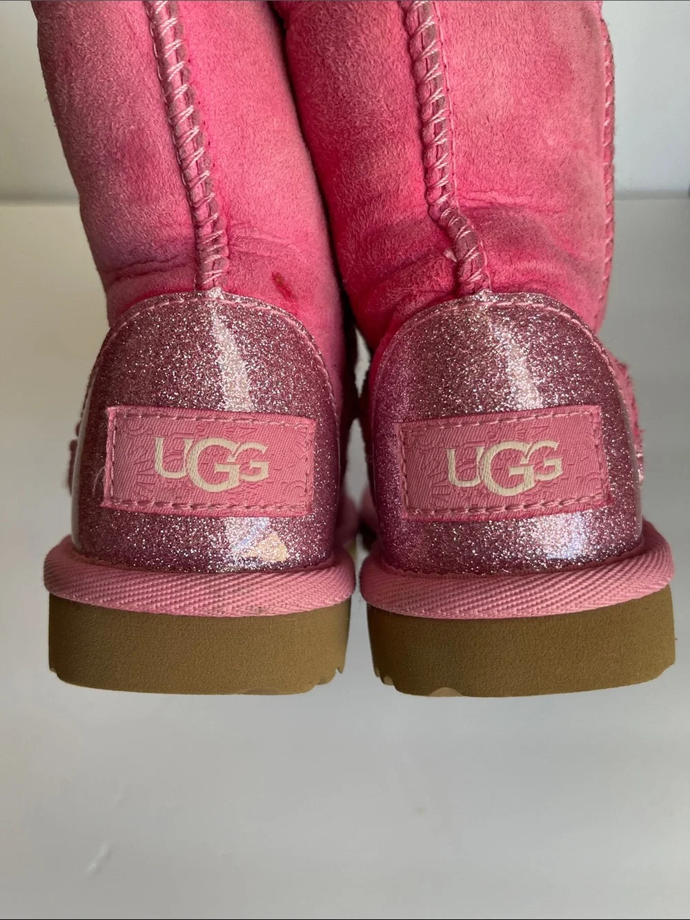 UGG pink suede glitter Sherpa boots 10